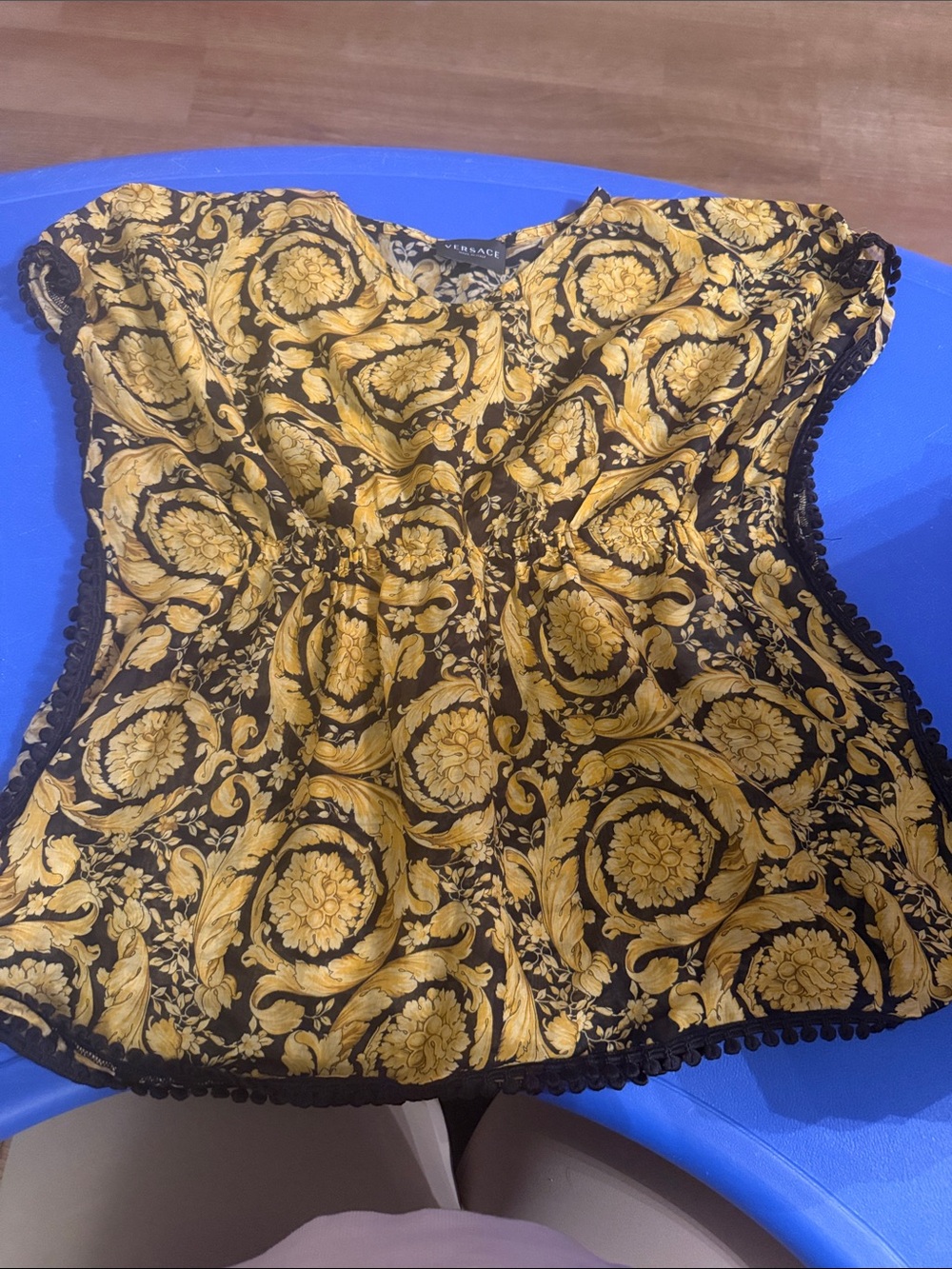 Kids Versace Black & Gold Baroque Print Camisole Top/cover up